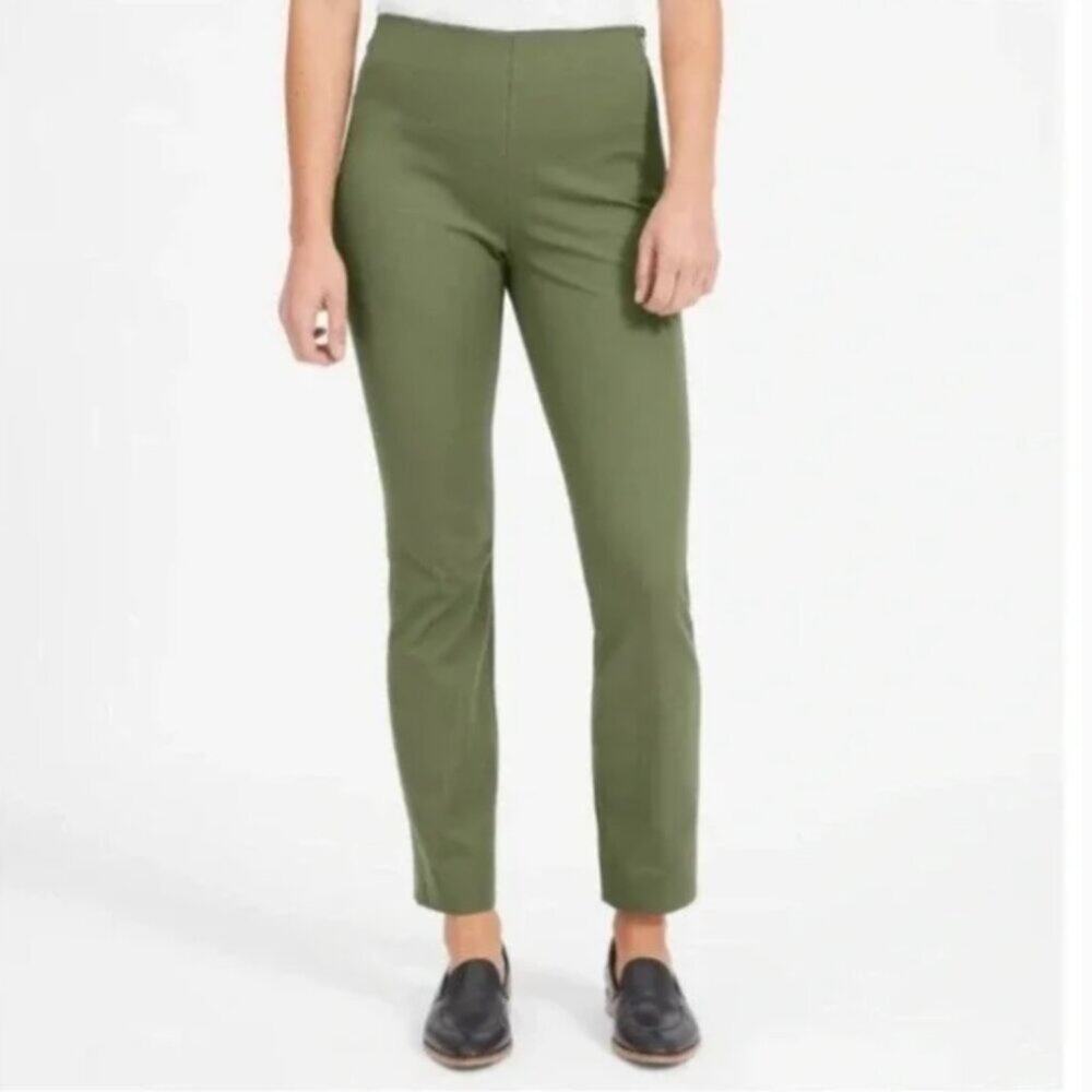 NWOT EVERLANE The Side Zip Pull On Army Green Back Center Seam Pant Size 14